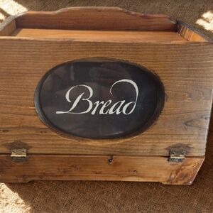 Vintage Wooden Bread Box with Plexi Glass Panel